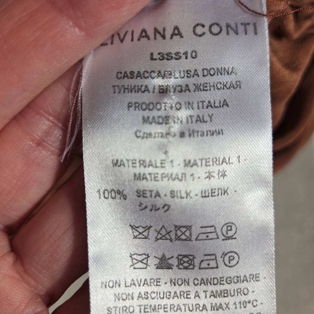 Liviana Conti Italian Silk Brown/Rust Top - Picture 6 of 6